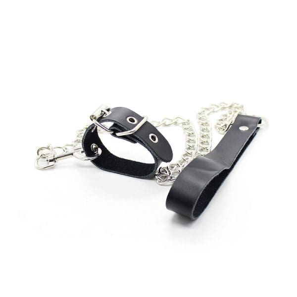 OHMAMA FETISH - PENIS NECKLACE AND LEATHER STRAP WITH METAL CHAIN 3